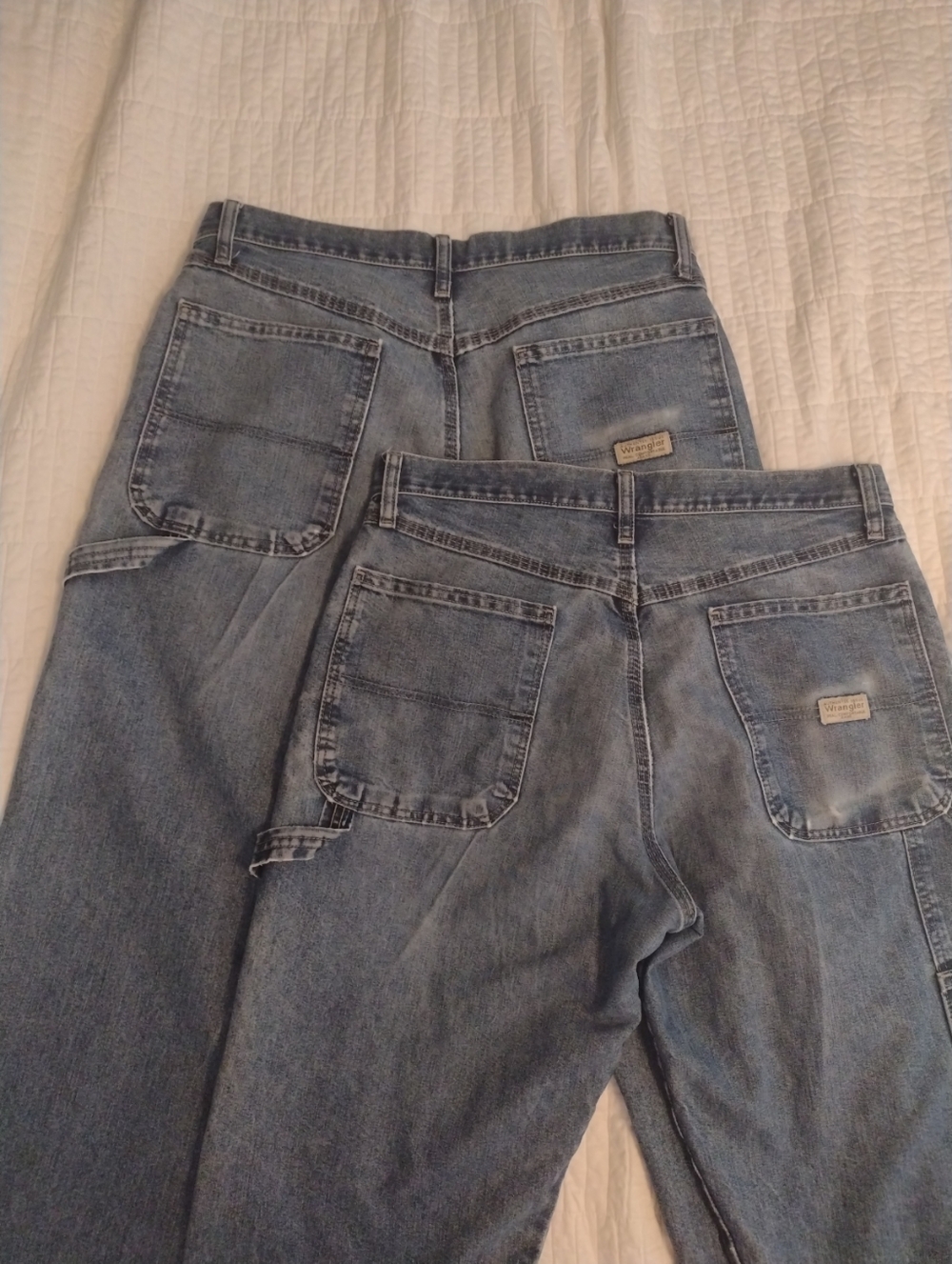 Lot Of 2 Wrangler Men's 32x34 Carpenter Jeans Medium Wash Workwear